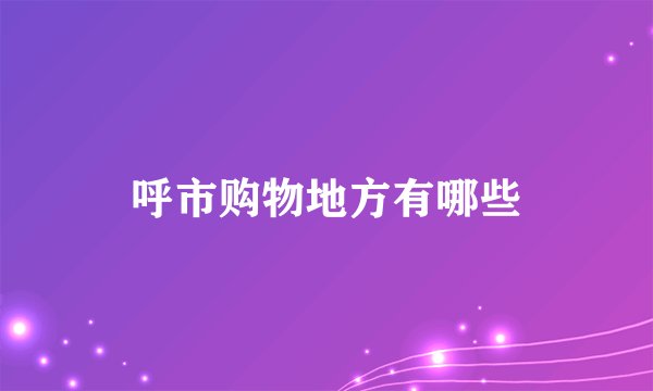 呼市购物地方有哪些
