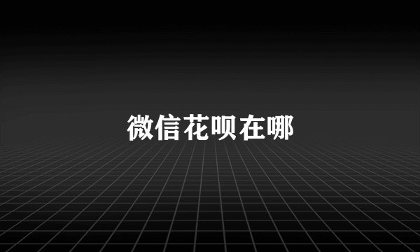 微信花呗在哪