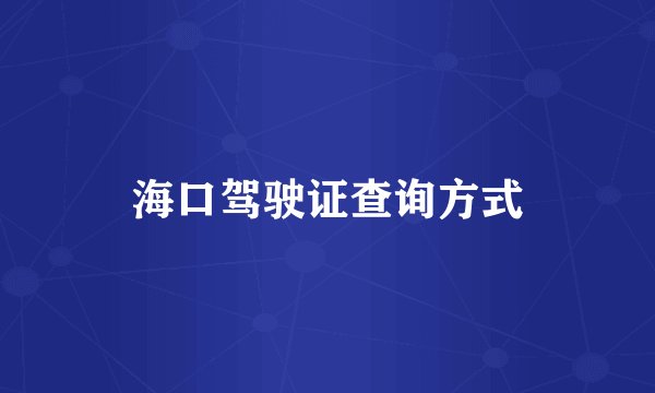 海口驾驶证查询方式
