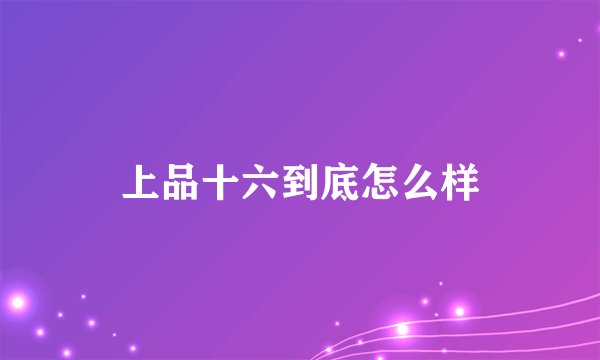 上品十六到底怎么样