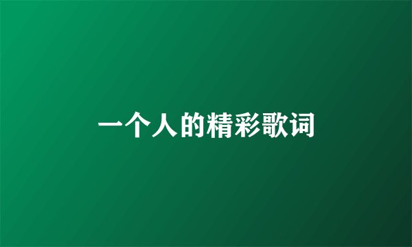 一个人的精彩歌词