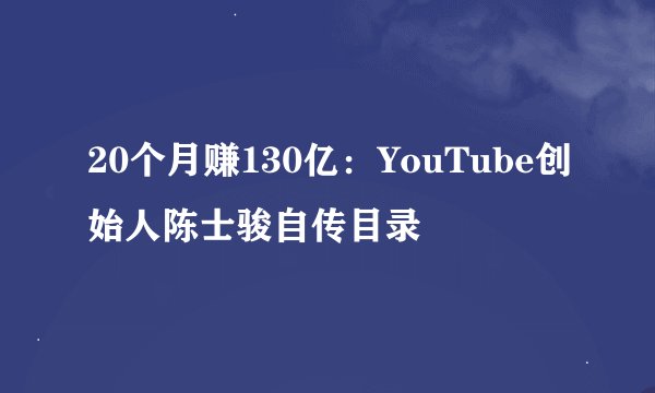 20个月赚130亿：YouTube创始人陈士骏自传目录