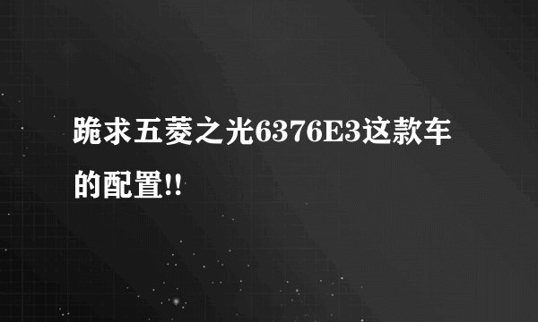 跪求五菱之光6376E3这款车的配置!!