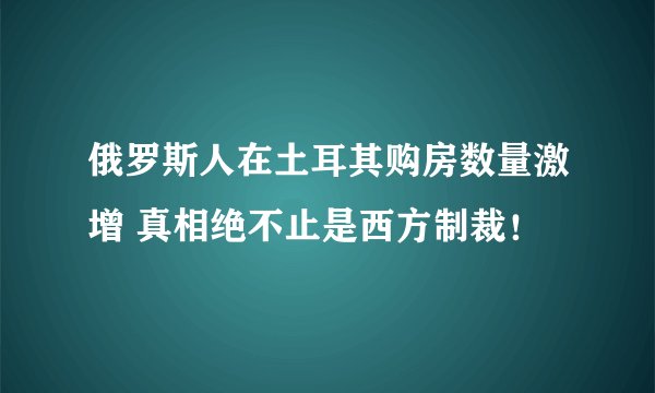 俄罗斯人在土耳其购房数量激增 真相绝不止是西方制裁！