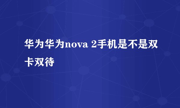 华为华为nova 2手机是不是双卡双待