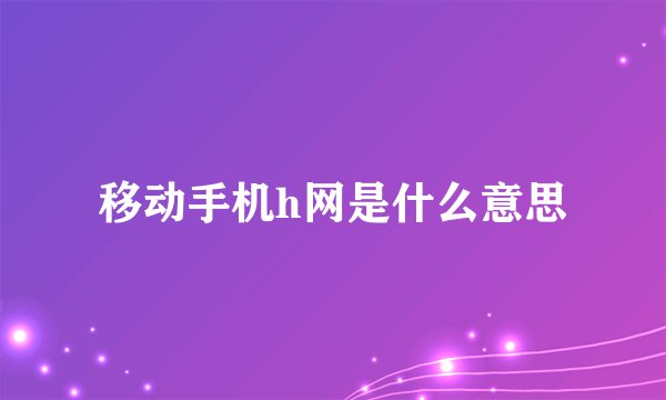 移动手机h网是什么意思