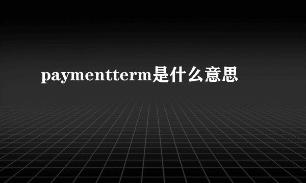 paymentterm是什么意思