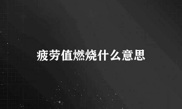 疲劳值燃烧什么意思