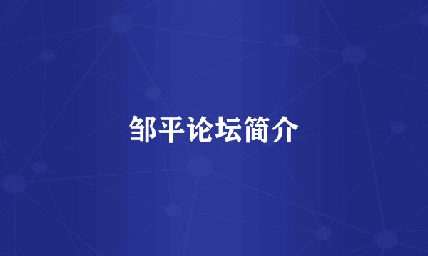 邹平论坛简介
