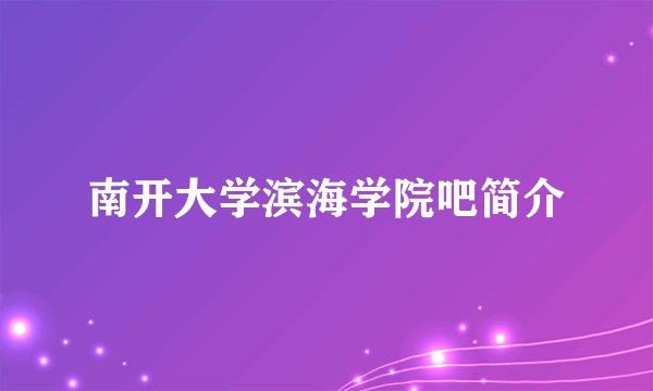 南开大学滨海学院吧简介