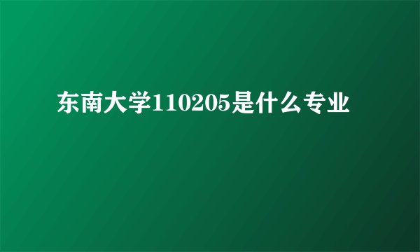东南大学110205是什么专业