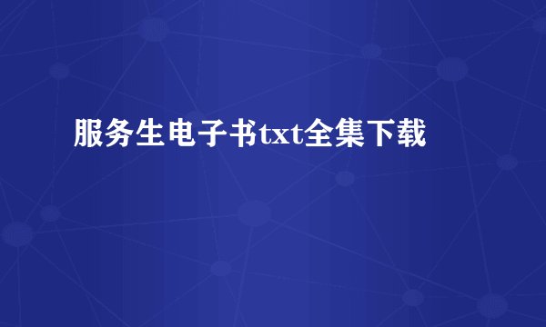 服务生电子书txt全集下载