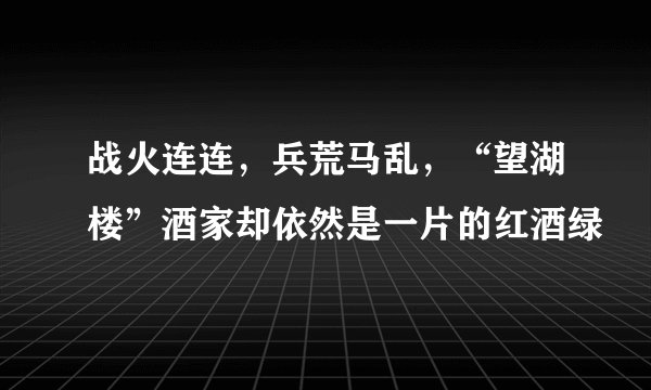 战火连连，兵荒马乱，“望湖楼”酒家却依然是一片的红酒绿
