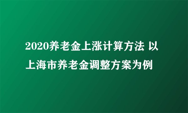 2020养老金上涨计算方法 以上海市养老金调整方案为例
