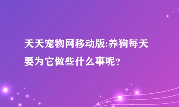 天天宠物网移动版:养狗每天要为它做些什么事呢？