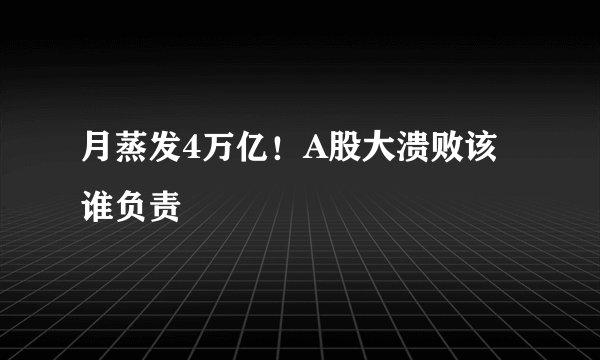 月蒸发4万亿!A股大溃败该谁负责