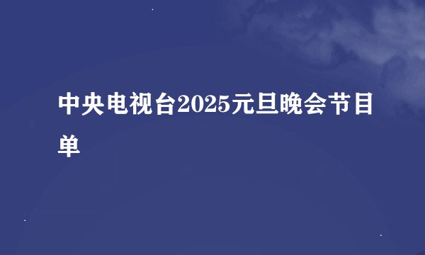 中央电视台2025元旦晚会节目单
