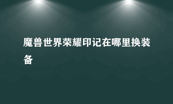 魔兽世界荣耀印记在哪里换装备