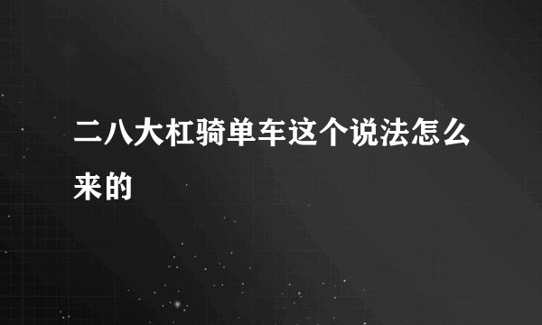 二八大杠骑单车这个说法怎么来的
