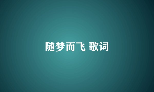 随梦而飞 歌词