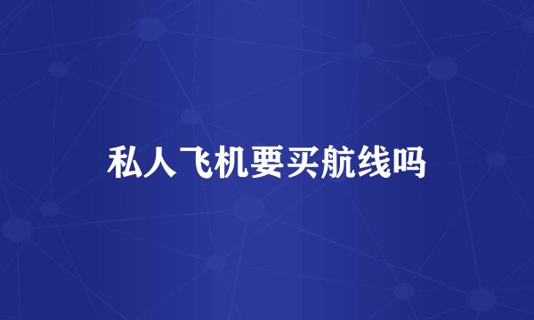 私人飞机要买航线吗