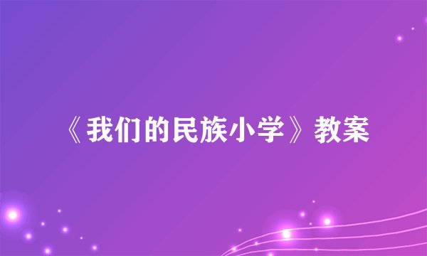 《我们的民族小学》教案