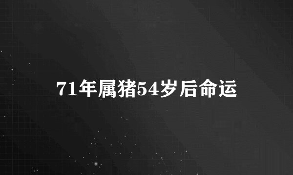 71年属猪54岁后命运