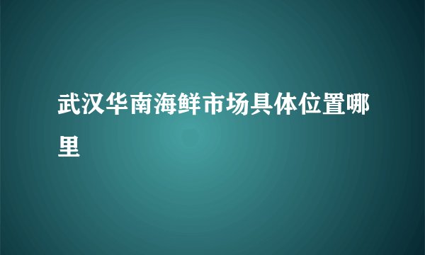 武汉华南海鲜市场具体位置哪里