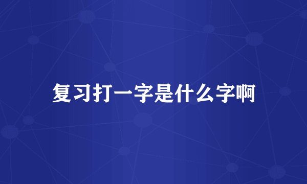 复习打一字是什么字啊