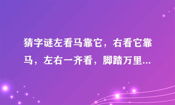 猜字谜左看马靠它，右看它靠马，左右一齐看，脚踏万里沙。《打一个字
