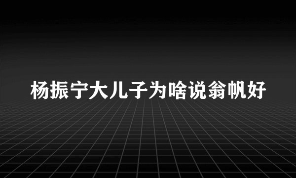 杨振宁大儿子为啥说翁帆好