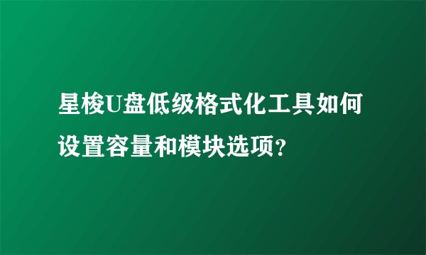 星梭U盘低级格式化工具如何设置容量和模块选项？