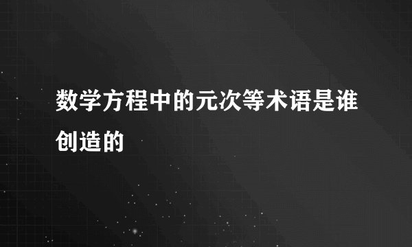 数学方程中的元次等术语是谁创造的