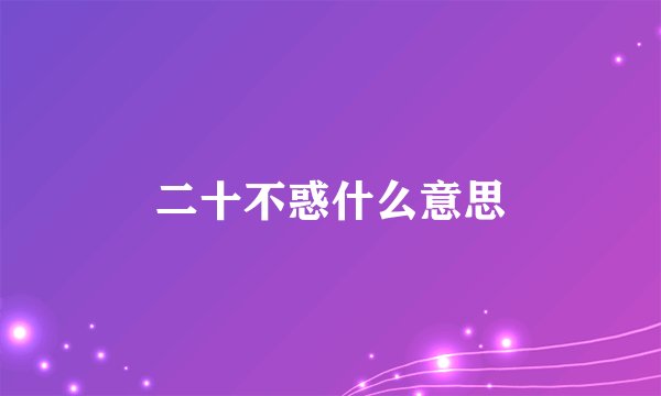 二十不惑什么意思