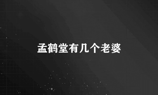 孟鹤堂有几个老婆