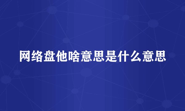 网络盘他啥意思是什么意思
