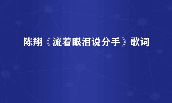 陈翔《流着眼泪说分手》歌词