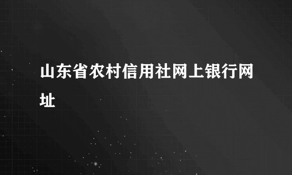山东省农村信用社网上银行网址
