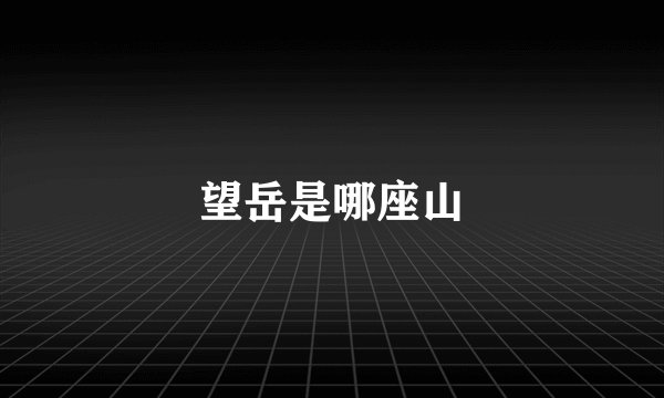 望岳是哪座山