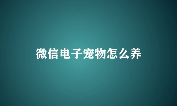 微信电子宠物怎么养