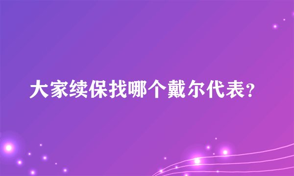 大家续保找哪个戴尔代表？