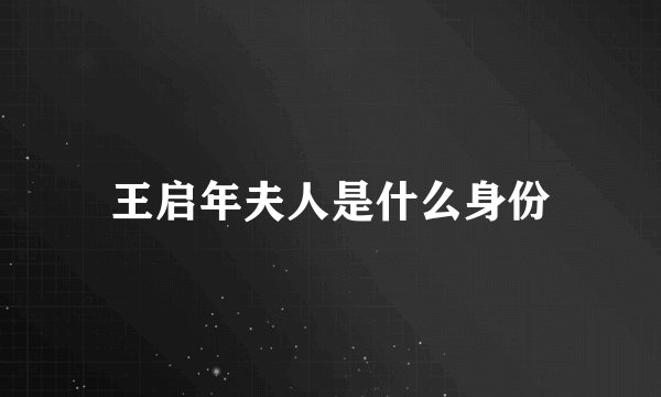 王启年夫人是什么身份