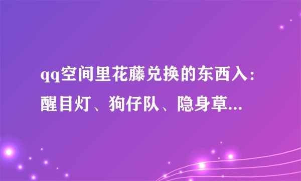 qq空间里花藤兑换的东西入：醒目灯、狗仔队、隐身草要怎么才可以使用？