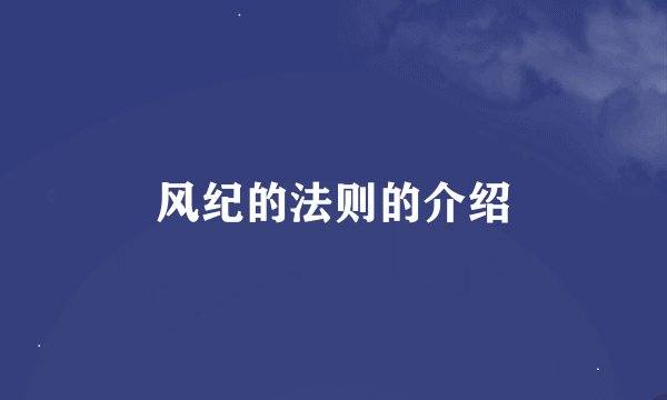 风纪的法则的介绍