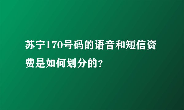 苏宁170号码的语音和短信资费是如何划分的?