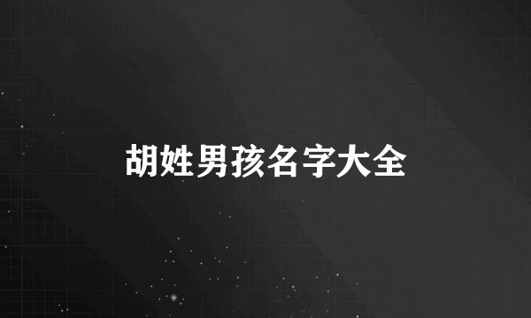 胡姓男孩名字大全