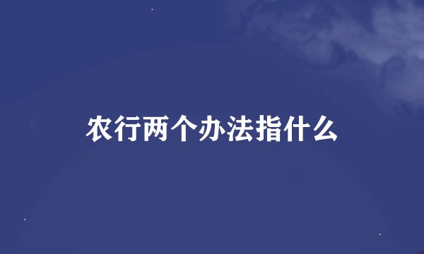 农行两个办法指什么