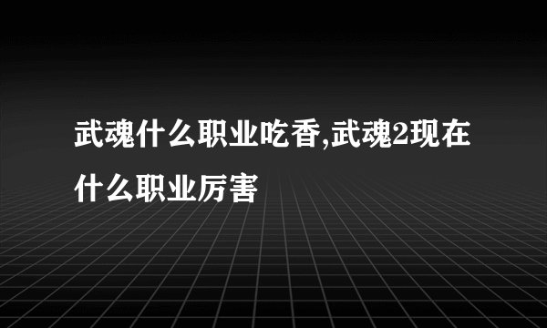 武魂什么职业吃香,武魂2现在什么职业厉害