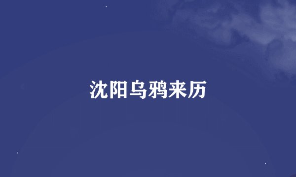 沈阳乌鸦来历