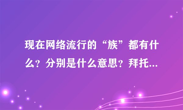 现在网络流行的“族”都有什么？分别是什么意思？拜托了各位 谢谢